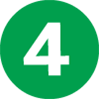 Icon of the number four inside of a green circle