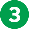 Drawn icon of the number three inside of a green circle